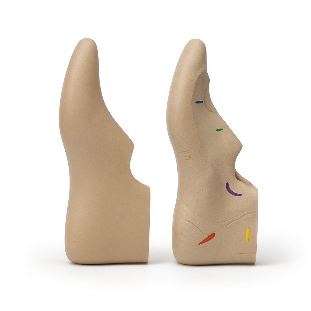 Two orthopedic lasts compared after a fitting correction